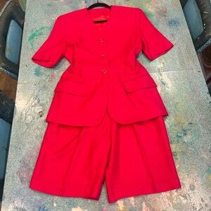 80s Raspberry SILK Shorts Suit